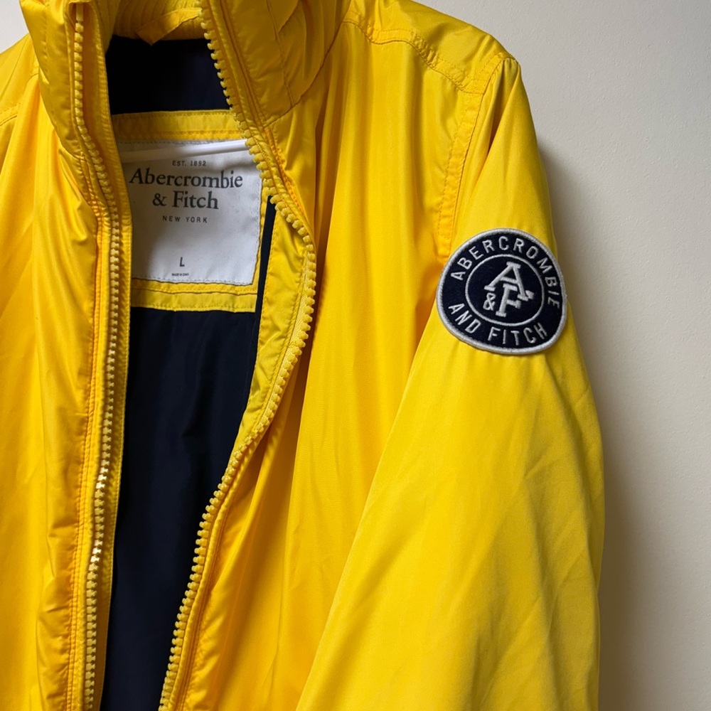 Abercrombie & Fitch Canary Yellow Preppy Winter Zip Up Jacket - Large - Picture 13 of 14